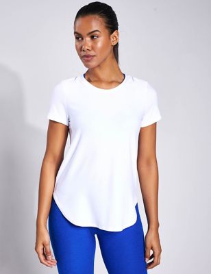 Beyond Yoga Womens Featherweight On The Down Low T-Shirt - White, White