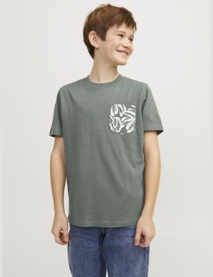 Jack & Jones Junior Boy's Pure Cotton T-Shirt (8-16 Yrs) - 10y - Green Mix, Green Mix