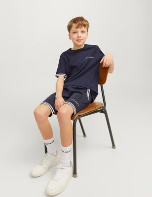 Jack & Jones Junior Boy's 2pc Pure Cotton Top & Bottom Outfit (8-16 Yrs) - 8y - Navy, Navy