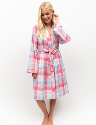 Cyberjammies Womens Pure Cotton Checked Dressing Gown - 18 - Pink Mix, Pink Mix