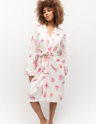 Cyberjammies Women's Shelly Cotton Modal Jersey Dressing Gown - 12 - Cream Mix, Cream Mix