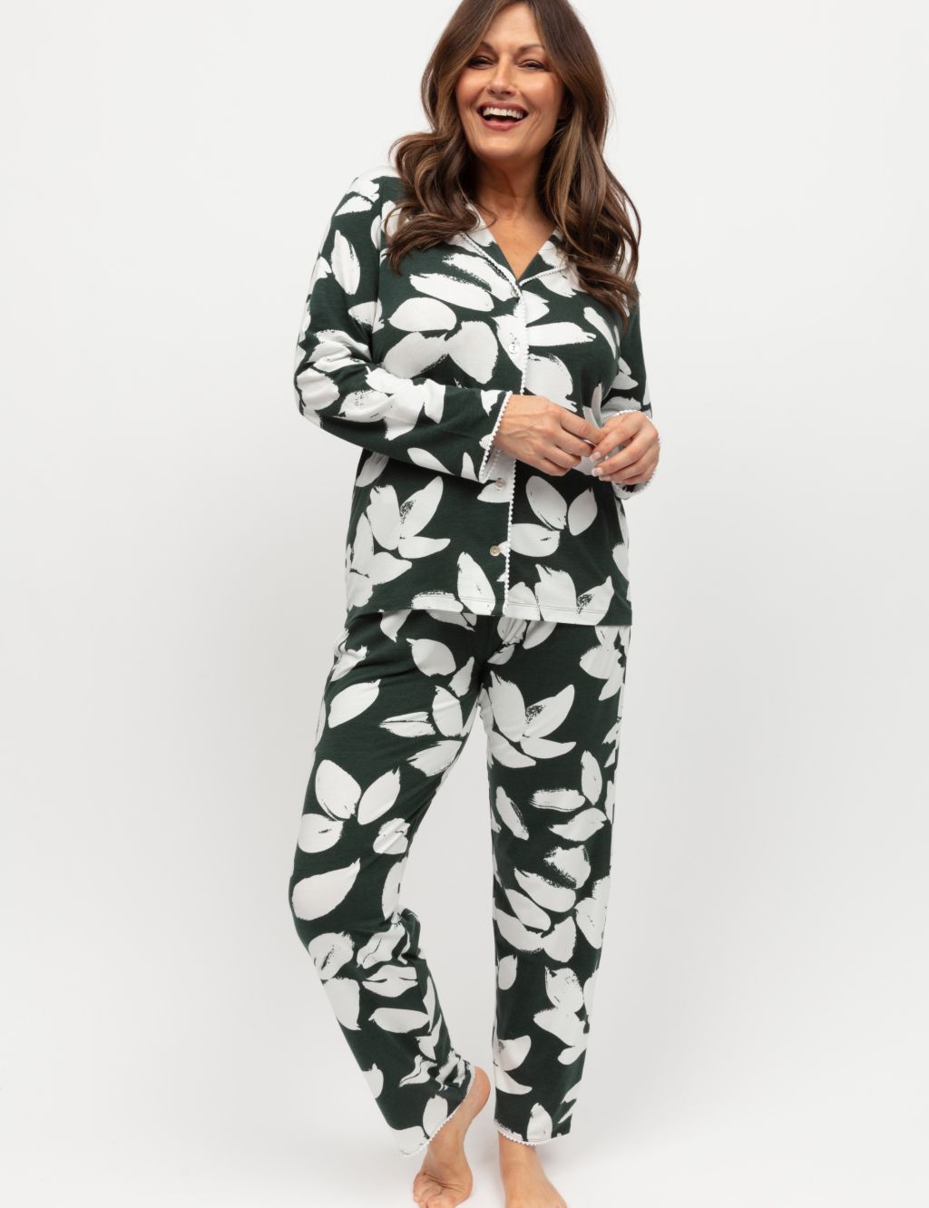 Jersey Leaf Print Pyjama Set