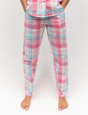 Cyberjammies Women's Cotton Rich Checked Pyjama Bottoms - 18 - Pink, Pink
