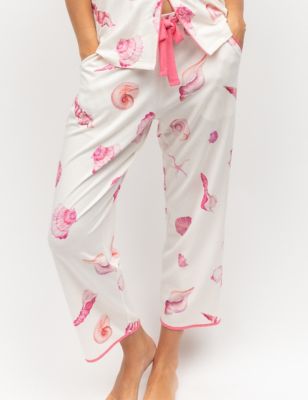 Cyberjammies Women's Cotton Modal Print Cropped Pyjama Bottoms - 8 - Cream, Cream