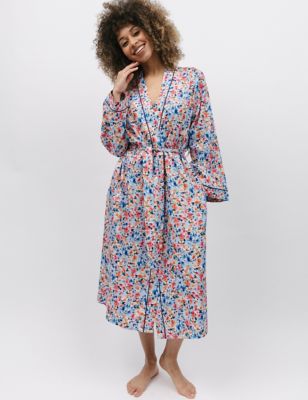 Cotton Modal Floral Long Dressing Gown | Cyberjammies | M&S