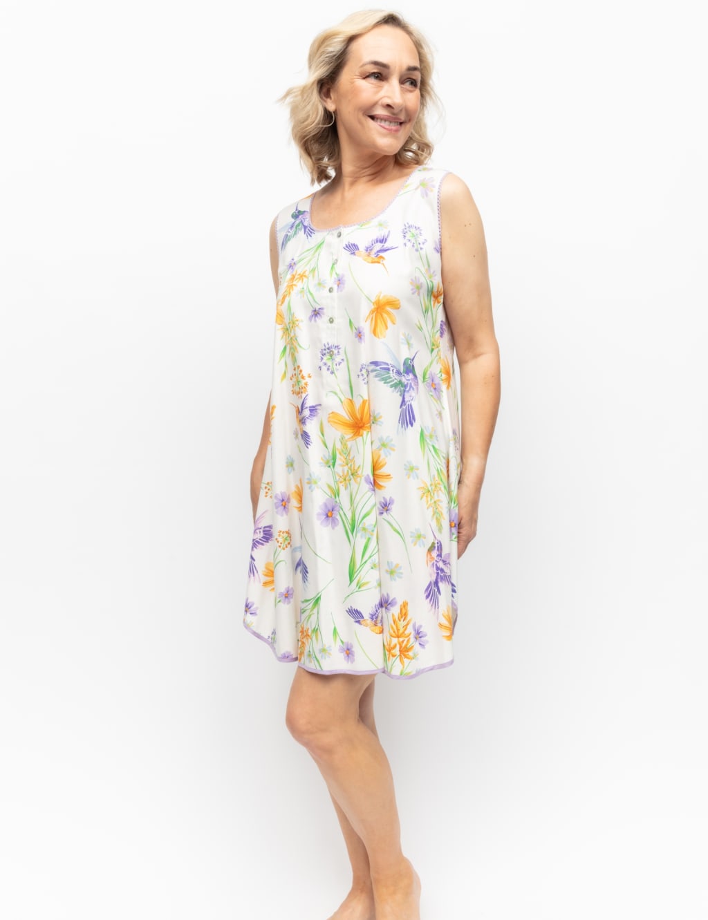 Cotton Rich Scallop Trim Floral Nightdress