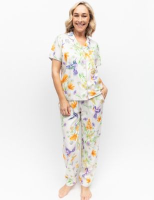 Cyberjammies Women's Cotton Modal Hummingbird Print Pyjama Set - 24 - Cream Mix, Cream Mix
