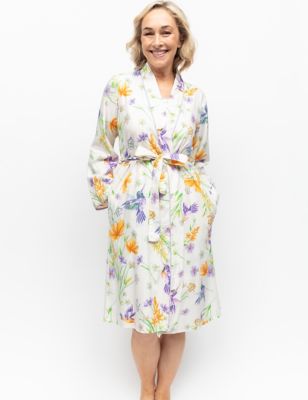 Cyberjammies Womens Cotton Modal Hummingbird Dressing Gown - 18 - Cream Mix, Cream Mix