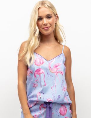 Cyberjammies Women's Cotton Modal Flamingo Print Cami Top - 14 - Light Blue Mix, Light Blue Mix