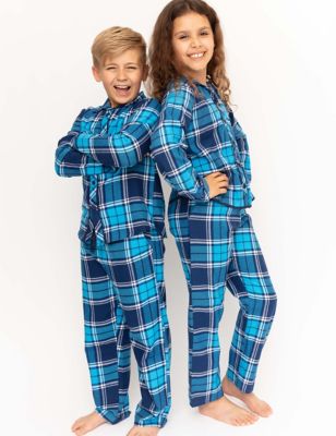 Cyberjammies Pure Cotton Checked Pyjamas (2-13 Yrs) - 6-7 Y - Dark Blue, Dark Blue