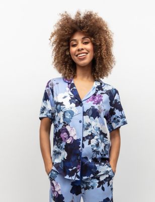 Cyberjammies Womens Cotton Modal Floral Pyjama Top - 20 - Blue Mix, Blue Mix
