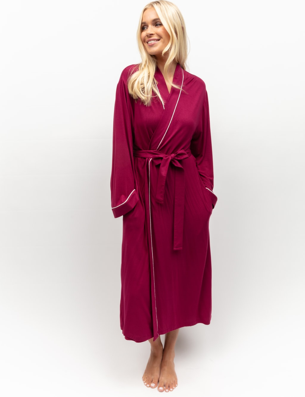 Women's Pink Snuggle Velvet Touch Fleece Hooded Robe Dressing Gown