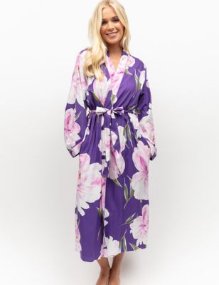 Cyberjammies Women's Cotton Modal Floral Dressing Gown - 8 - Purple Mix, Purple Mix