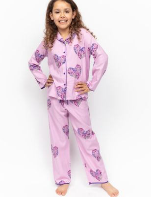 Cyberjammies Girls Cotton Rich Heart Pyjamas (2-13 Yrs) - 12-13 - Pink, Pink