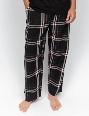 Cyberjammies Men's Pure Cotton Checked Pyjama Bottoms - L - Black, Black