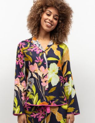 Cyberjammies Women's Cotton Modal Floral Pyjama Top - 8 - Navy Mix, Navy Mix