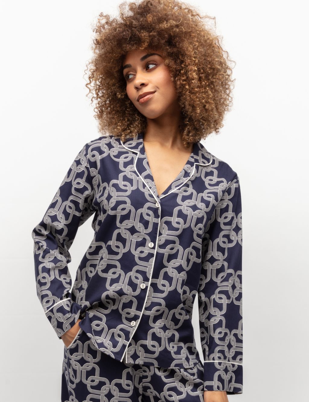 Cotton Modal Chain Print Pyjama Top