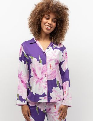 Cyberjammies Women's Cotton Modal Floral Pyjama Top - 10 - Purple Mix, Purple Mix