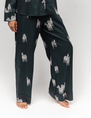 Cyberjammies Women's Modal Rich Zebra Wide Leg Pyjama Bottoms - 16 - Dark Green Mix, Dark Green Mix