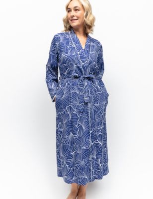 Cyberjammies Womens Cotton Modal Shell Print Dressing Gown - 8 - Blue Mix, Blue Mix