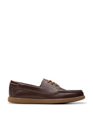 Clarks Men's Leather Flat Boat Shoes - 6 - Brown, Brown