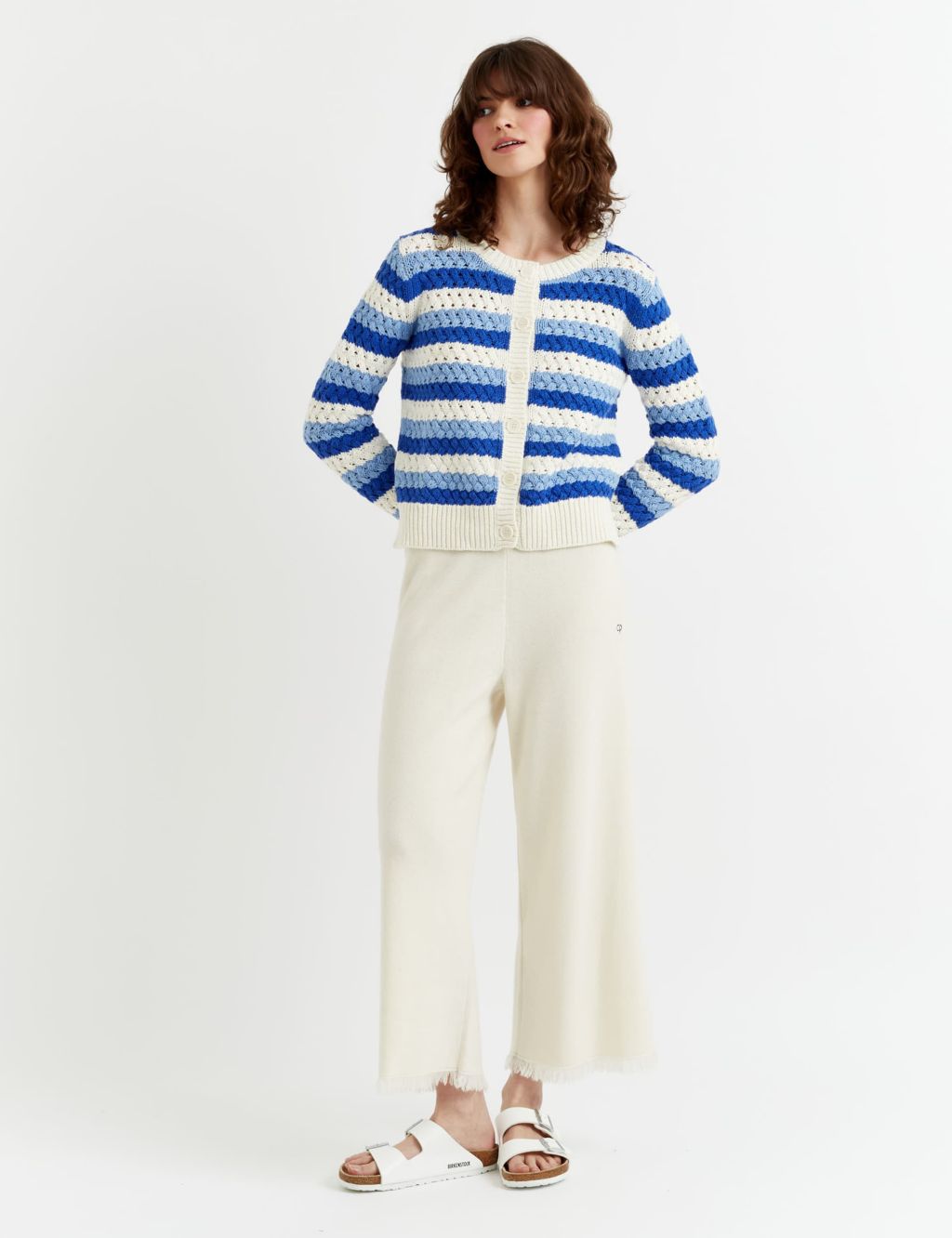 Pure Cotton Textured Striped Cardigan