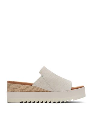 Canvas Wedge Mules