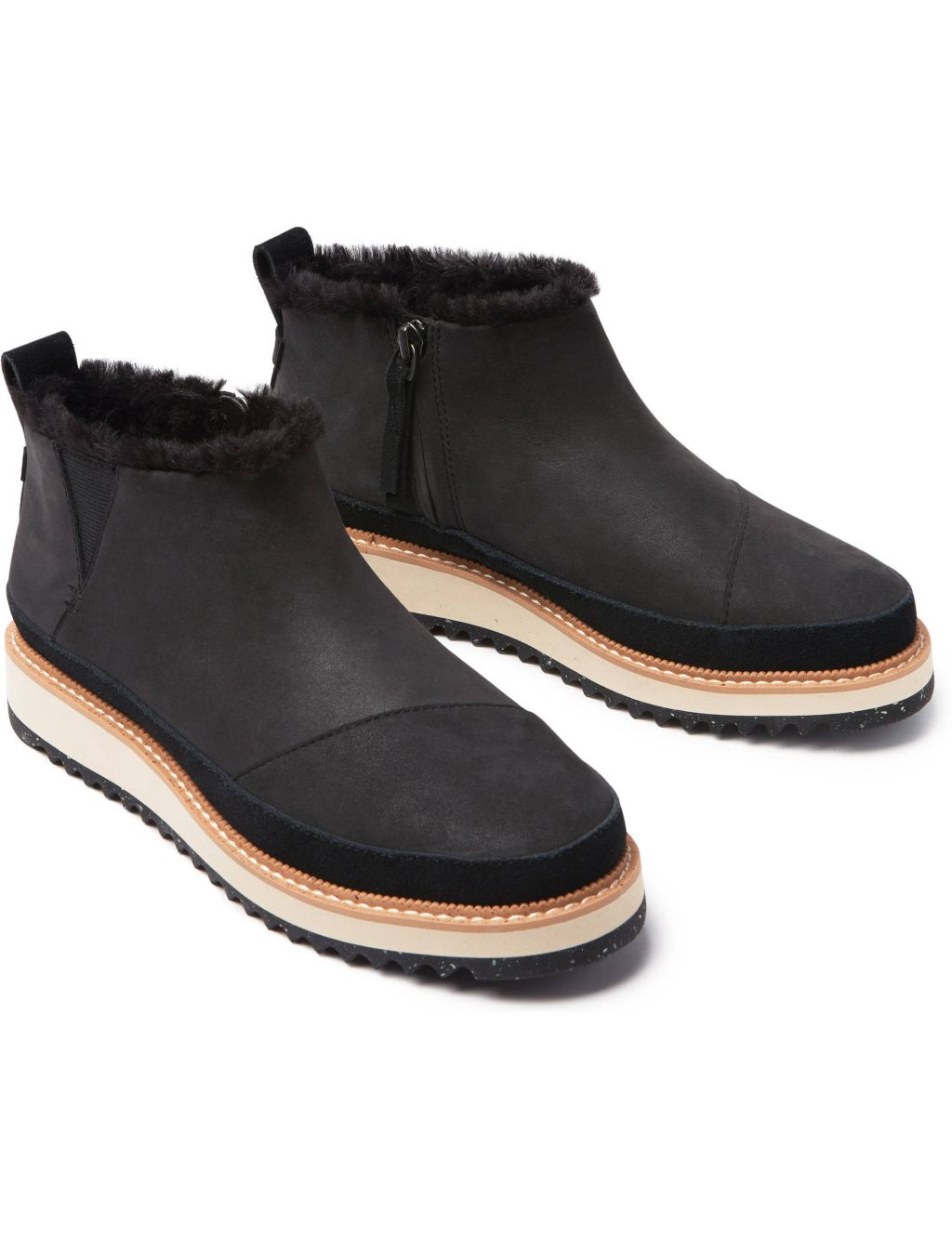 Leather Faux Fur Lining Flatform Shoe Boots image 2