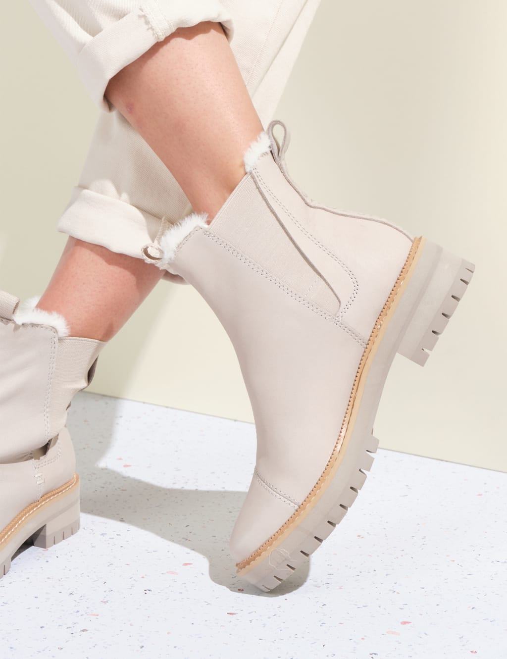 Leather Faux Fur Lining Ankle Boots image 2