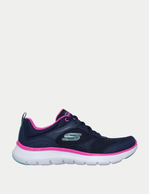 Skechers Women's Leather Flex Appeal 5.0 Fresh Touch Lace Up Trainers - 4 - Navy, Navy