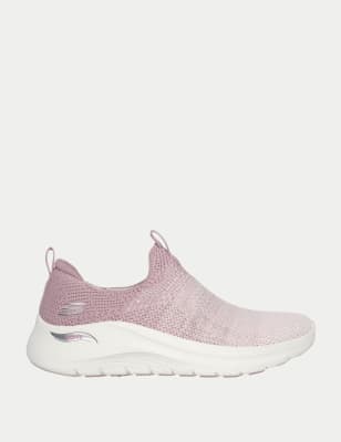 Skechers Womens Arch Fit 2.0 Slip On Trainers - 4 - Mauve, Mauve,White Mix