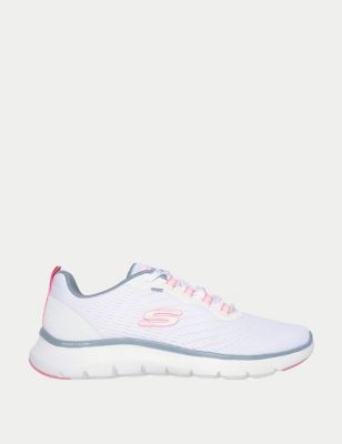Skechers Womens Flex Appeal 5.0 Lace Up Trainers - White Mix, White Mix