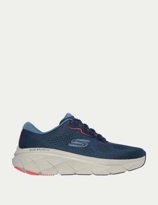 Skechers Mens D'Lux Walker 2.0 Swave Lace Up Trainers - 8 - Navy, Navy,Charcoal