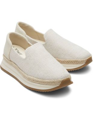 Toms Womens Jocelyn Canvas Slip-On Trainers - 4.5 - Natural, Natural,Black
