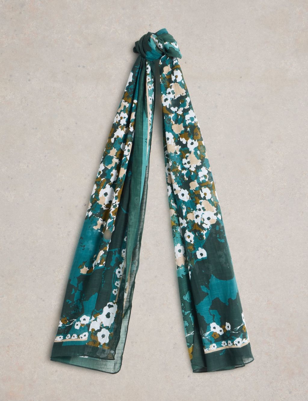 Cotton Blend Woven Floral Hare Print Scarf