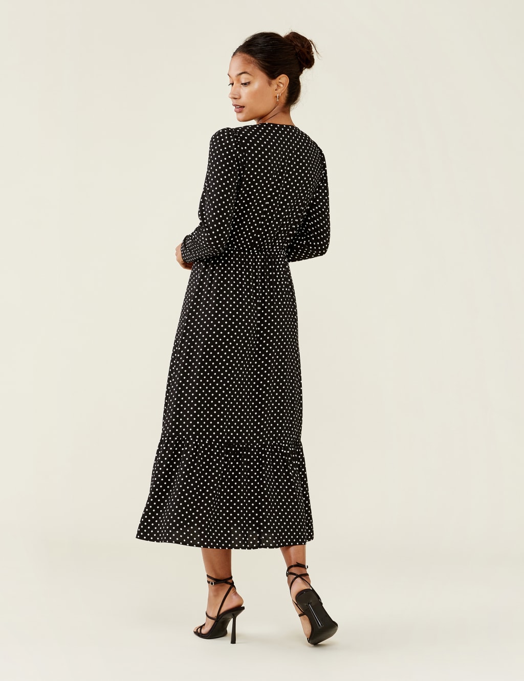 Polka Dot V-Neck Midi Tea Dress image 3