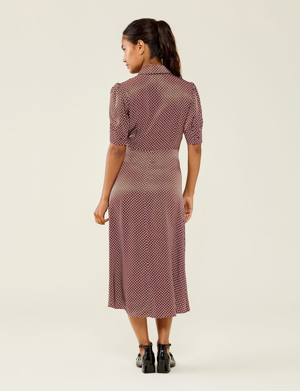 Geometric Collared Midi Tea Dress image 2