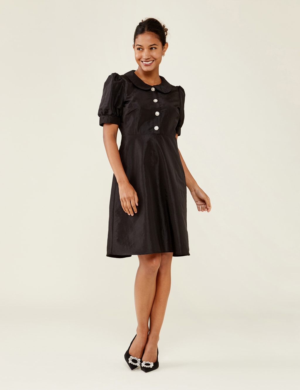 Button Detail Knee Length Tea Dress image 1
