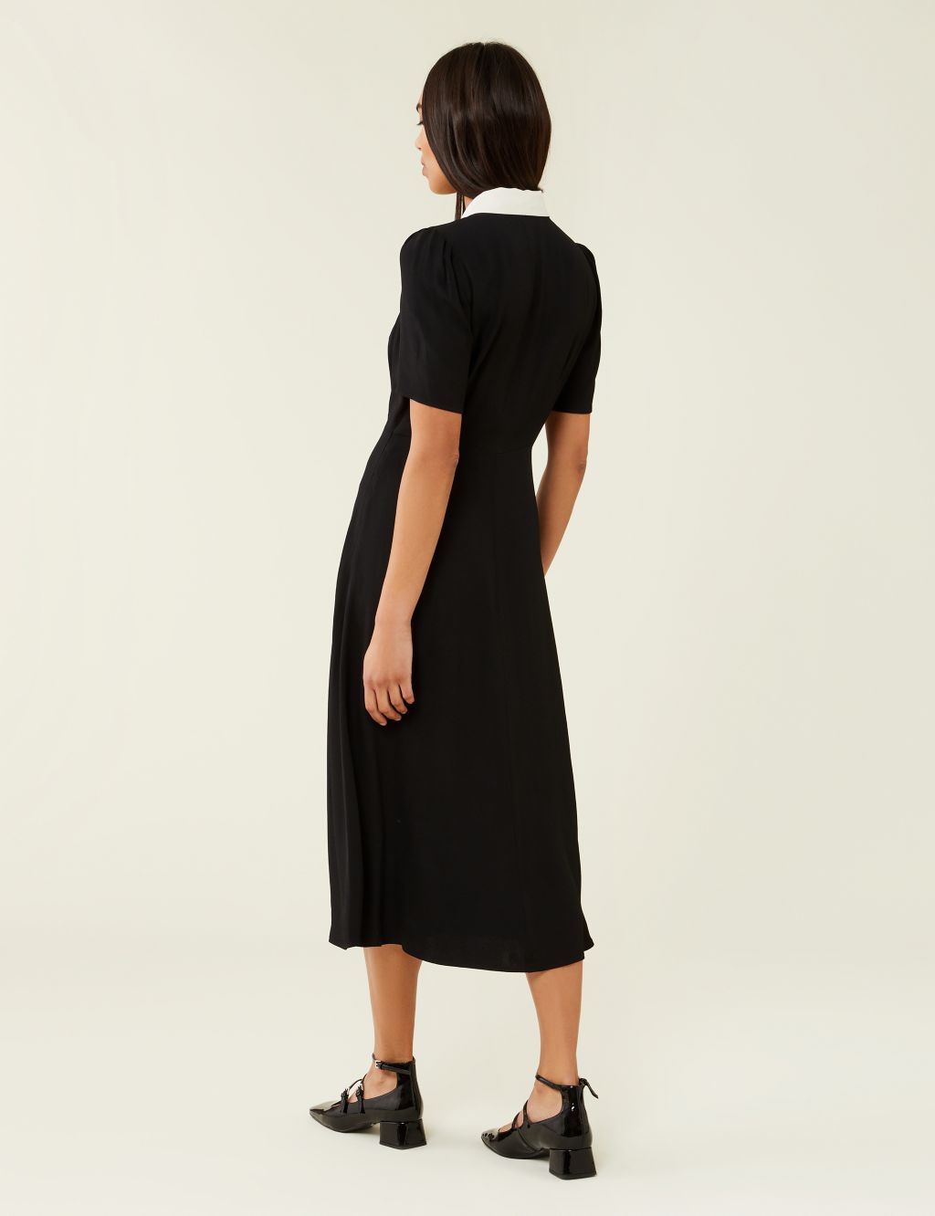 Collared Button Front Midi Waisted Dress image 3