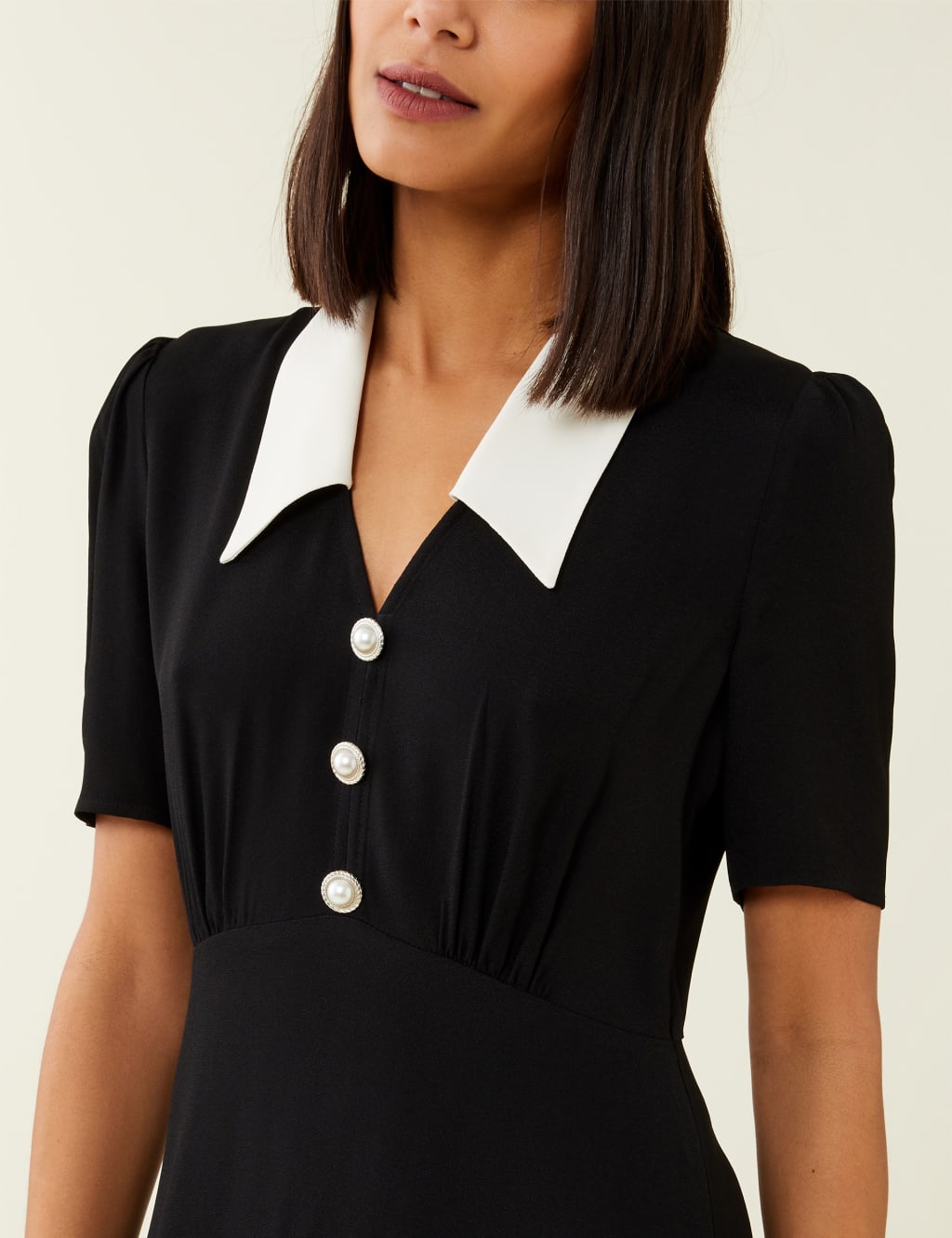 Collared Button Front Midi Waisted Dress image 4