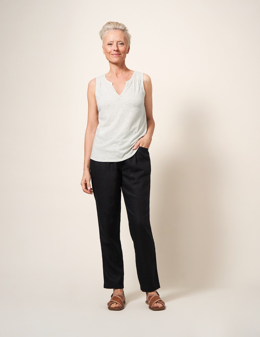 Pure Cotton Notch Neck Vest Top image 1