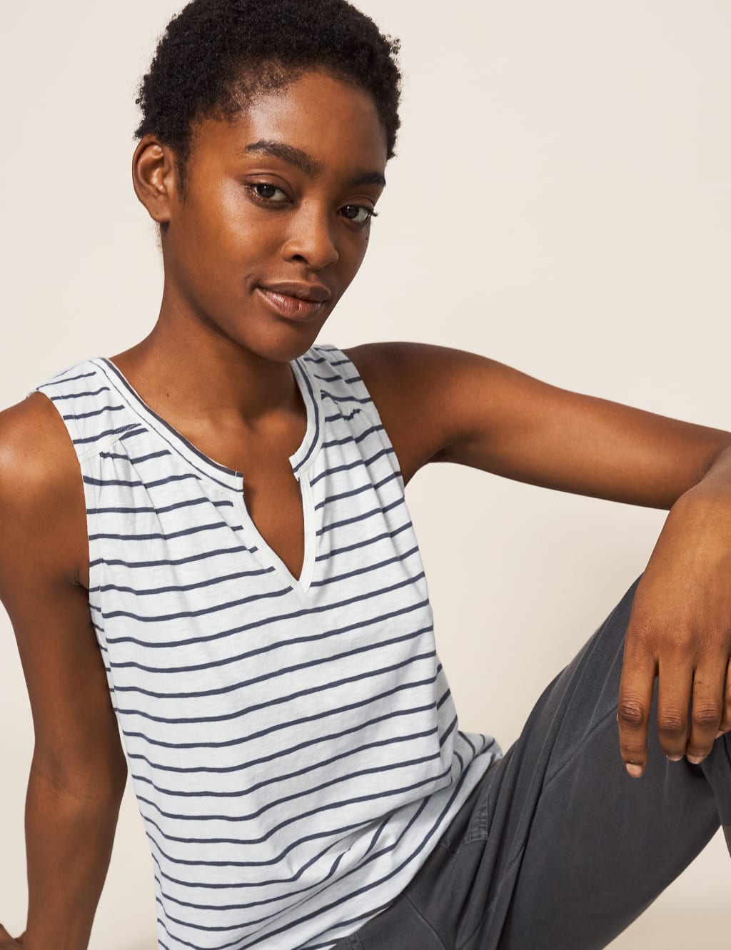 Pure Cotton Notch Neck Vest Top image 1