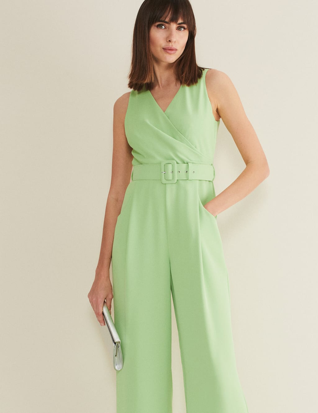 Belted Sleeveless Wrap Jumpsuit image 4