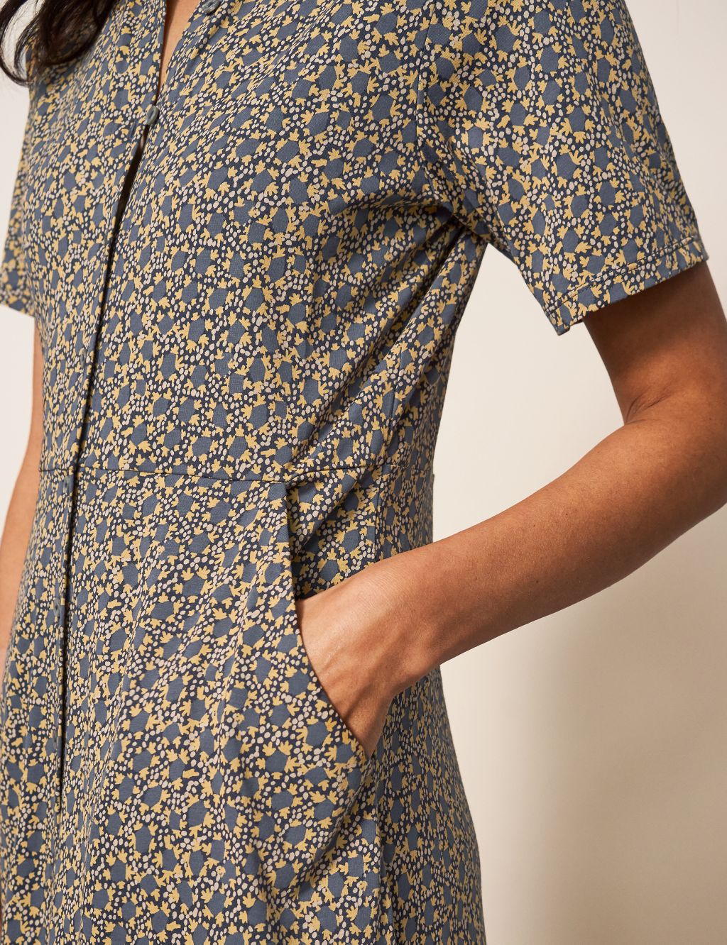 Cotton Blend Printed Midi Shirt Dress image 4