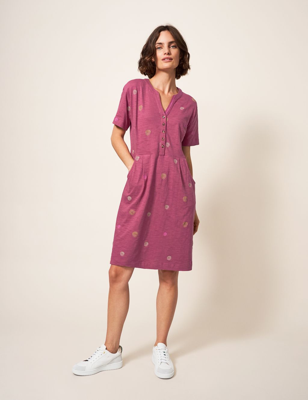 Pure Cotton Embroidered T-Shirt Dress image 1