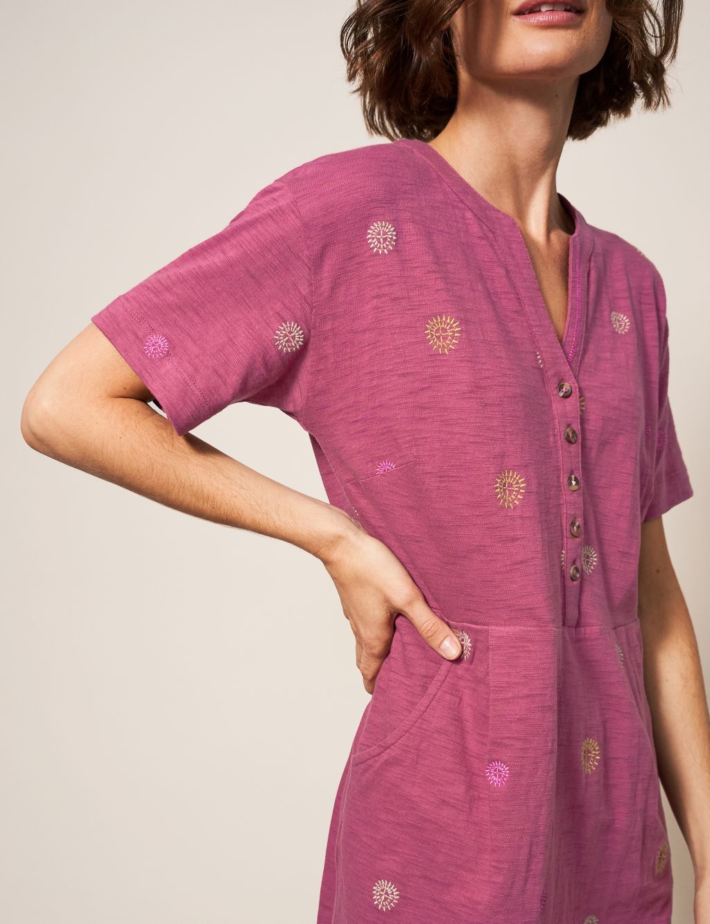 Pure Cotton Embroidered T-Shirt Dress image 4