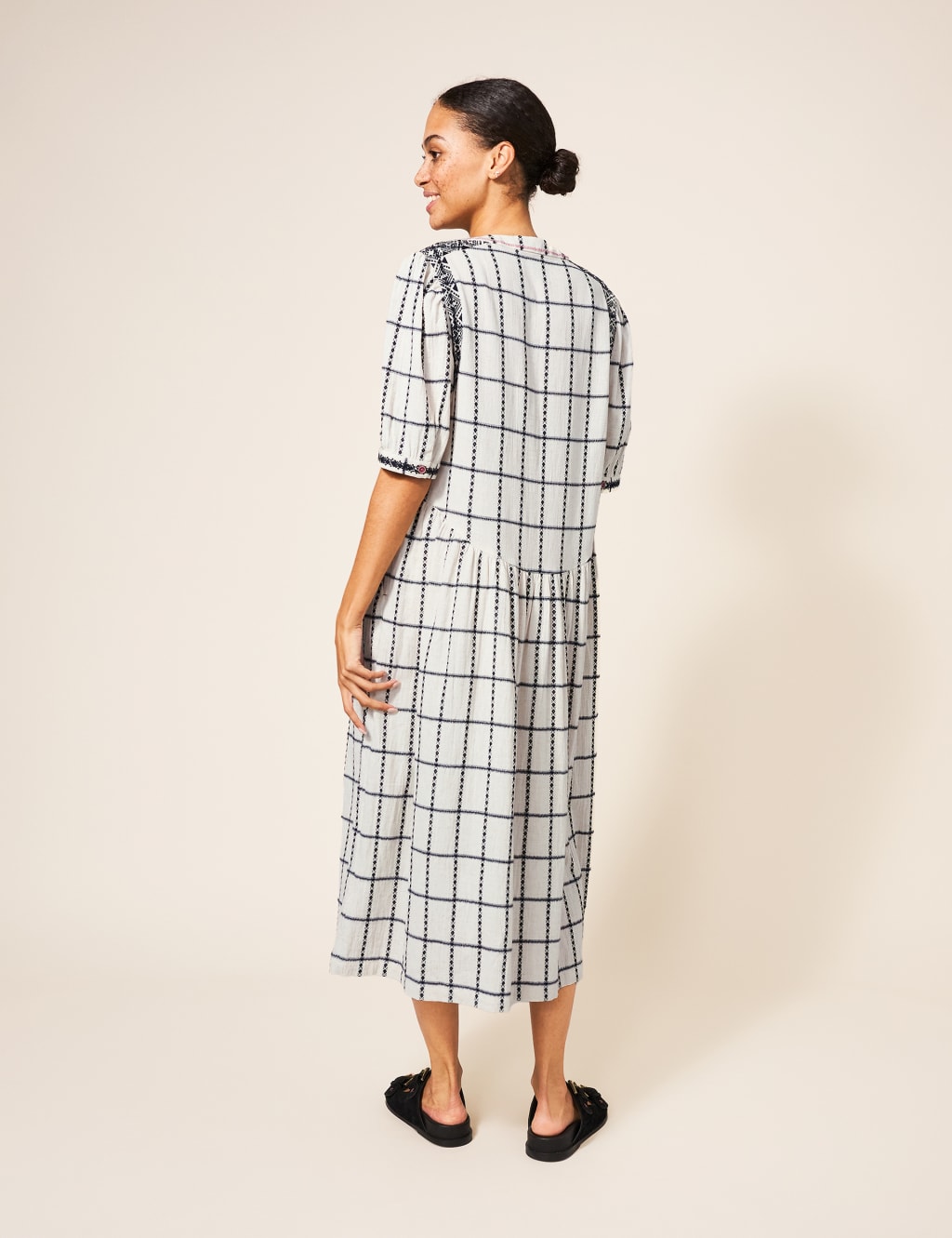 Cotton Rich Embroidered Midi Tea Dress image 2