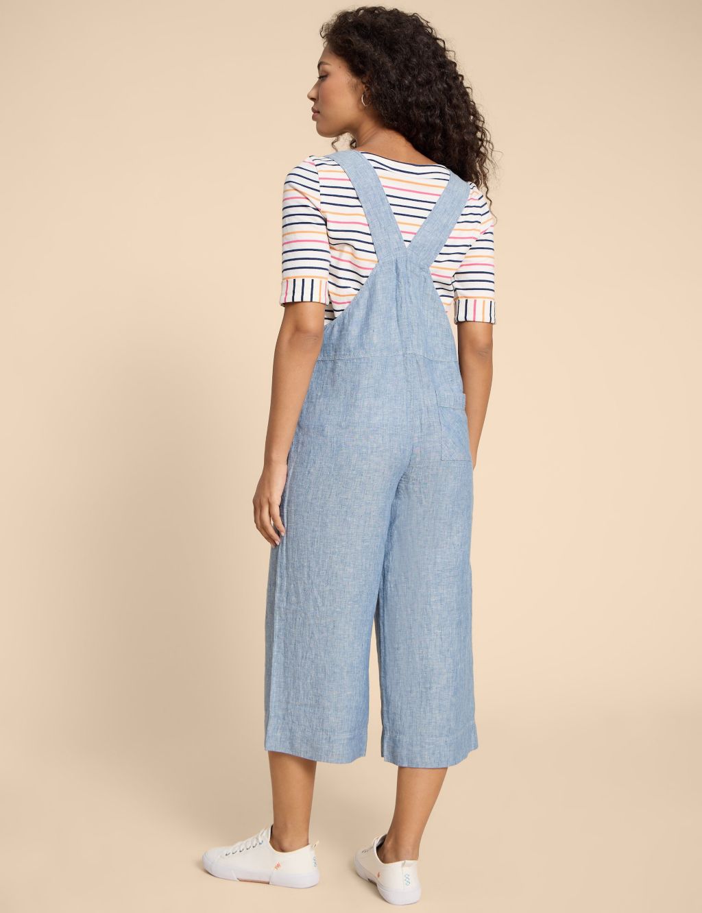 Pure Linen Cropped Dungarees image 3