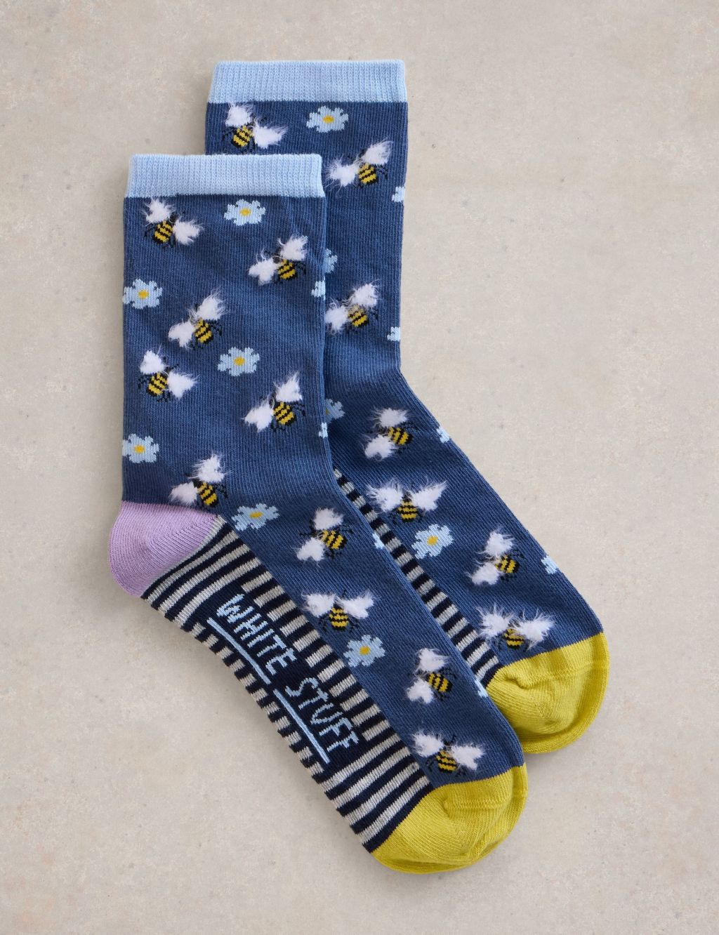Cotton Rich Fluffy Bee Ankle High Socks