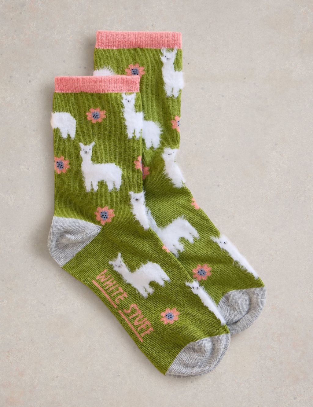 Cotton Rich Fluffy Llama Ankle High Socks